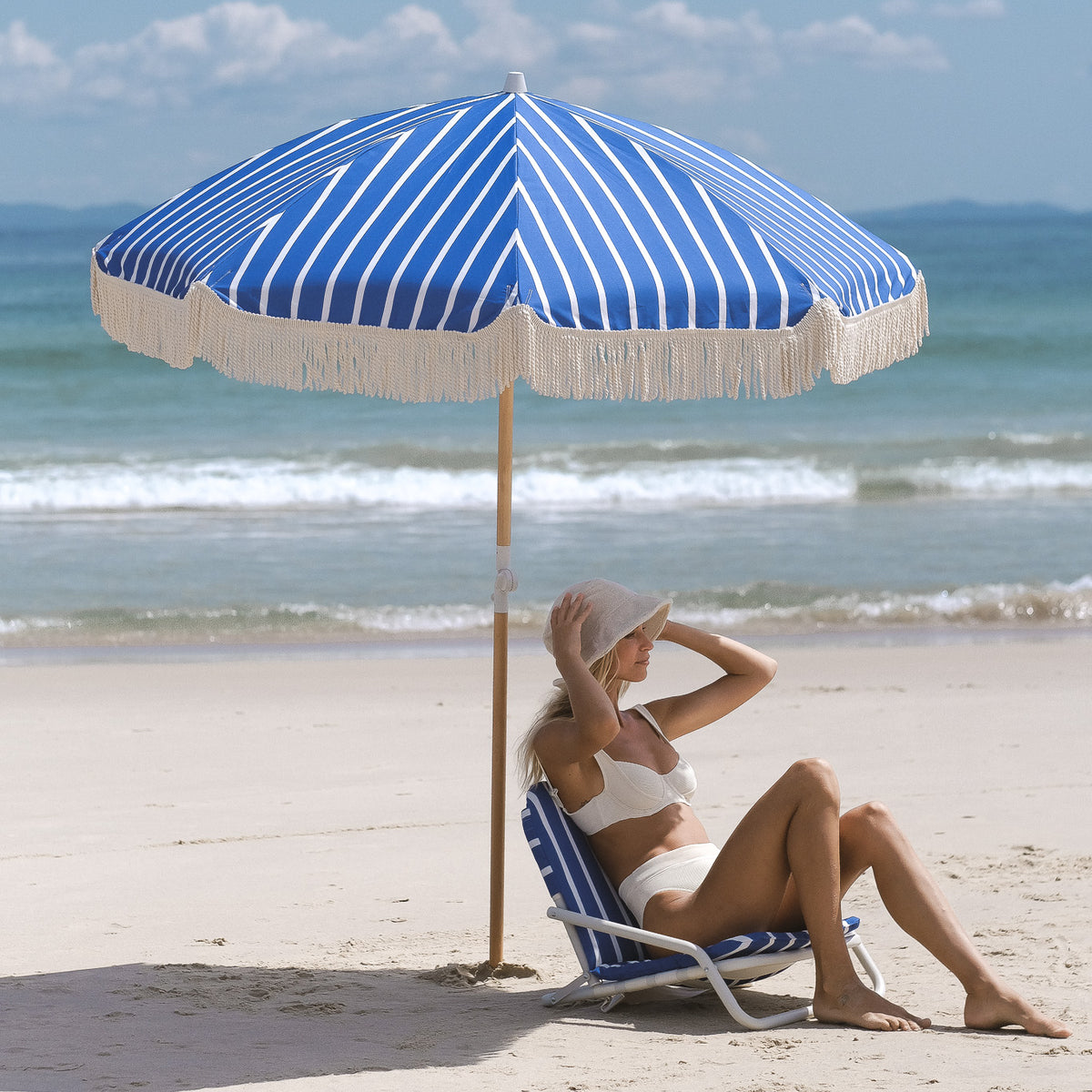 Seaside Beach Umbrella & Beach Chair Set